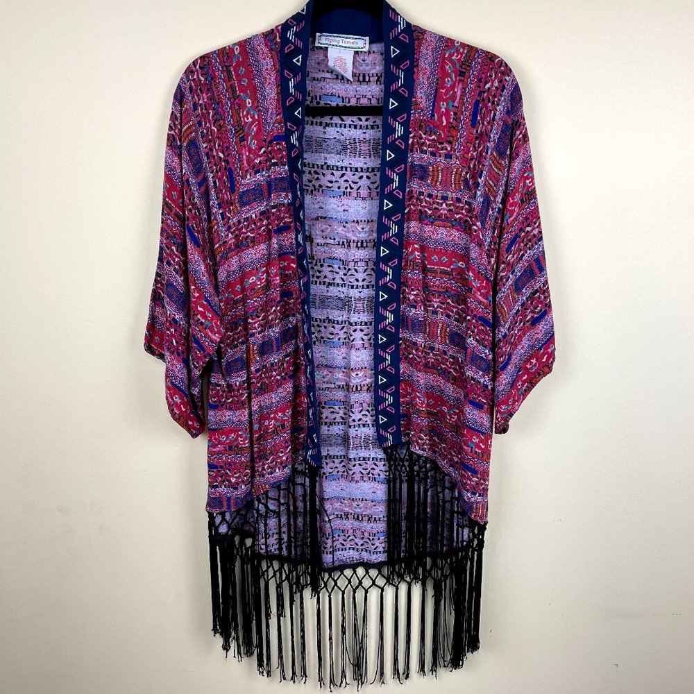 Flying Tomato Tasseled Boho Festival Kimono Large